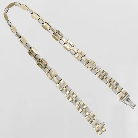 Armband, längd 21cm, bredd 9mm, tvåfärgat, vitguld/gulguld, 14K Vikt: 16,9 g