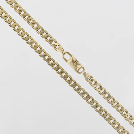 Kedja manglad pansarlänk, längd 53cm, italienska stämplar, 18K guld Vikt: 33,1 g