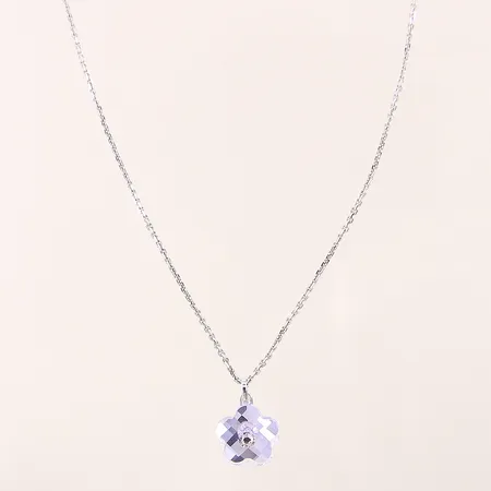 Collier Swarovski med integrerat hänge med fasetterad sten, hänge 20x14mm, längd 37,5-42,5cm, bredd 1,5mm, metall