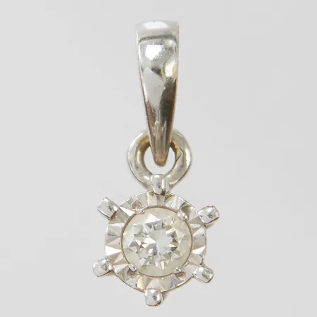 Hänge med briljantslipad diamant 1 x ca 0,14ct, längd ca 14mm, bredd 6mm, vitguld, 18K Vikt: 1,2 g