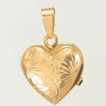 Hänge öppningsbart hjärta med mönster, längd 23mm inkl ögla, bredd 15mm, 18K, 2,6g Vikt: 2,6 g