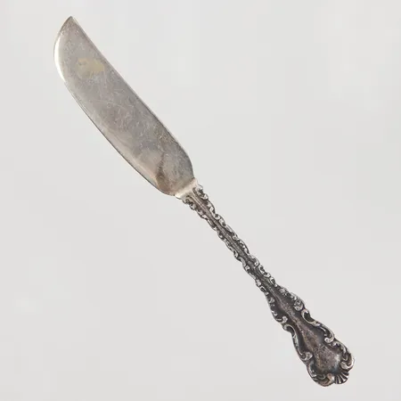 Kniv 12,7cm, modell Louis XV, utländsk markering, 900/1000 silver,  Vikt: 16 g