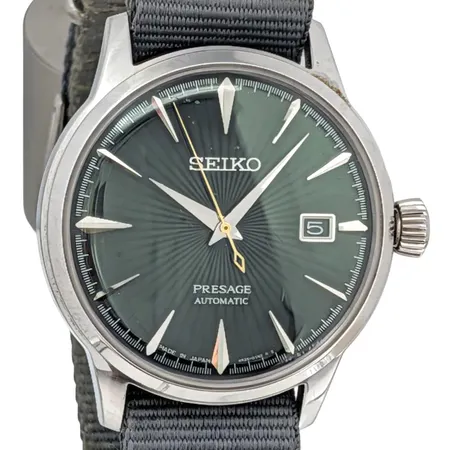 Herrur Seiko Presage 4R35-01T0, Ø41mm, stål, automatisk, mineralglas, skinnband, fint bruksskick, natoband med missfärgning, original skinnband i mycket fint skick medföljer,