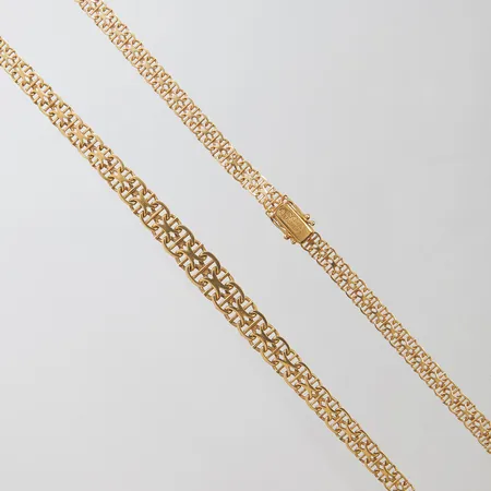 Collier doserad X-länk med stav, längd ca 43cm, bredd 6-9mm, 18K Vikt: 18,5 g