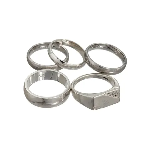 Ringar, 5 stycken, silver 925/1000, Ø19,0-19¼ mm Vikt: 26,2 g