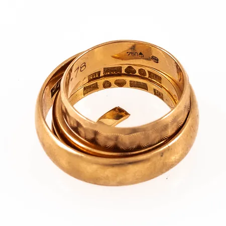 Diverse defekt/graverat guld i 18K. Vikt: 16,8g. 