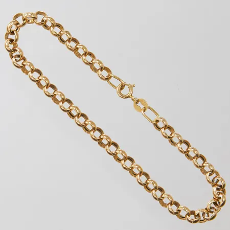 Armband ärtlänk, längd ca 18,5cm, bredd 4,5mm, bruksslitage, några klämda länkar, 18K Vikt: 4 g