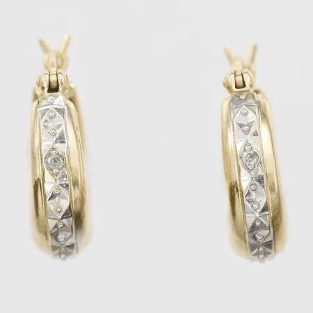 Ett par örhängen, dekor av vitguld, ca 12x5mm, 18K guld. Vikt: 3,2 g