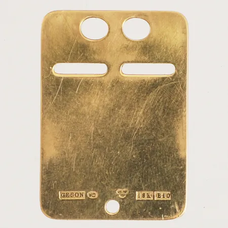 Hänge gravyrbricka, 27x 19mm, gravyr, 18K Vikt: 5,5 g