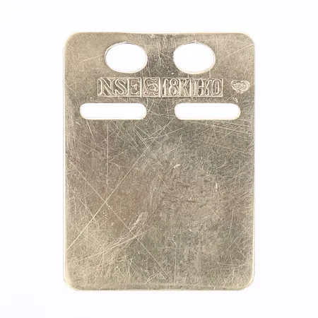 Hänge ID-bricka, längd: 23mm, bredd: 17mm, NSE, Köping 1982, personlig gravyr, 18K guld Vikt: 1,4 g