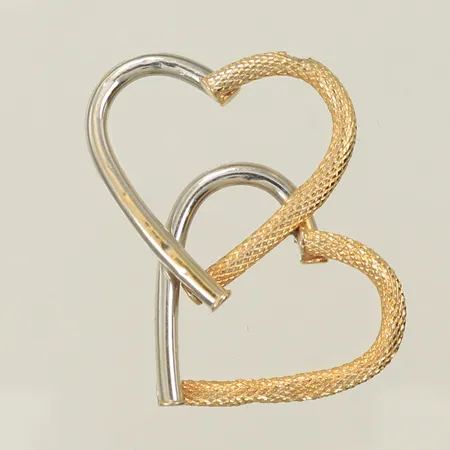 Hänge tvåfärgade hjärtan, bucklig, saknar ögla, 18K, 1,4g Vikt: 1,4 g