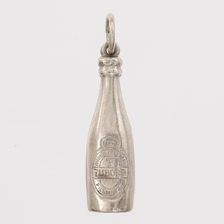 Berlock, Ölflaska, längd inkl. ögla: 30mm, bredd: 7mm, ihålig, bucklor, 830/1000 silver  Vikt: 0,9 g