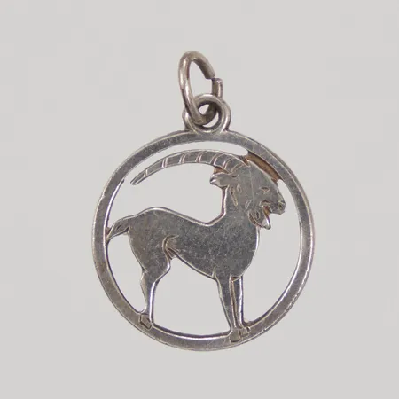 Hänge stjärntecken Stenbock Ø15,2mm, öppen ögla, 830/1000 silver, Vikt: 0,9 g