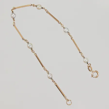 Armband stavar med pärlor, 16,5cm, bredd 1-3mm, 18K Vikt: 2,5 g