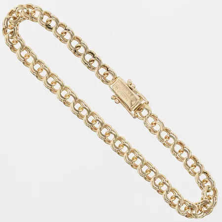 Armband Bismarck, längd: 20,5cm, bredd: 5,5mm, NSE Guldvaru Aktiebolag, Köping 1900-talets mitt, 18K guld  Vikt: 10,7 g