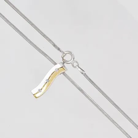 Kedja med hänge 45cm, vita stenar, silver och förgyllt silver, 925S/1000 Vikt: 8,4 g