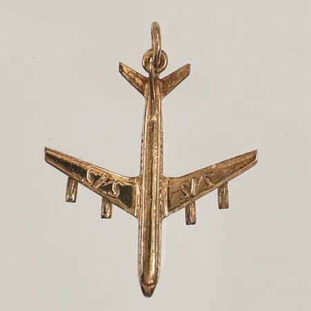 Hänge flygplan SAS, längd 35mm, bredd 24,5mm, 14K  Vikt: 2,4 g