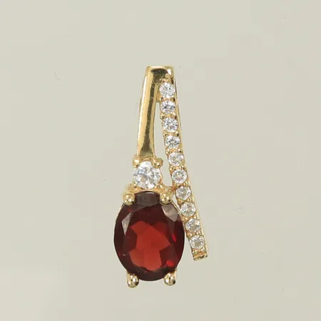 Hänge med röd och vita stenar, längd 20mm, bredd 8mm, 14K, 2,3g Vikt: 2,3 g