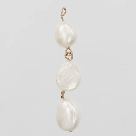 Hänge med odlade saltvattenpärlor, längd: 5cm, bredd: 11mm, oädel metall