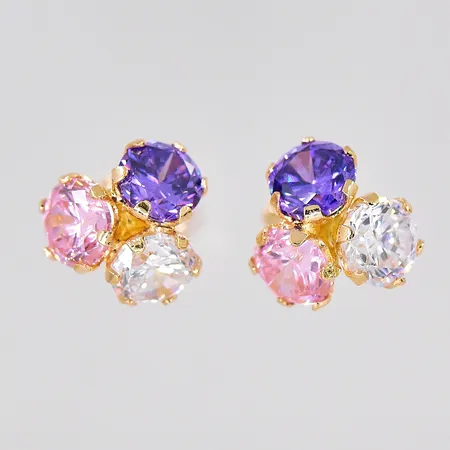 Ett par örhängen med färgade stenar, Ø7,2mm, 18K Vikt: 1,4 g