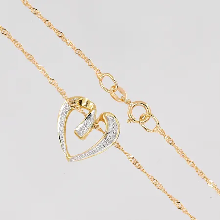 Kedja singapore med hänge hjärta 42cm, bredd 0,6mm, 18K Vikt: 1,6 g