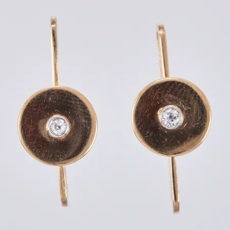 Ett par kragknappar med diamanter ca 2x0,01ct äldre slipning Ø ca 8mm PAE, Andersons Eftr Petter Hjorths Eft, Borås, år 1939, 18K  Vikt: 2,2 g