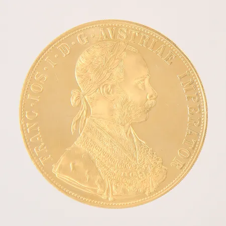 Guldmynt, Fanc IOS IDG Avstriae Imperator, Österrike 1915, Ø39mm, 23K  Vikt: 14 g