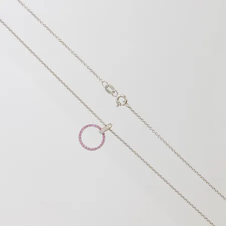 Kedja Ankar med hänge syntetiska rubiner samt diamanter 0,005ct, längd ca 37,8cm, bredd 1-16mm, vitguld, 18K Vikt: 3 g