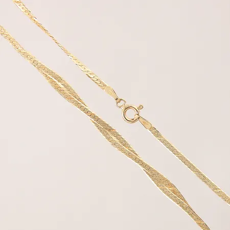 Collier, halvstelt, längd: 42cm, bredd: 1,9-4,2mm, ojämnheter, 18K  Vikt: 4,9 g