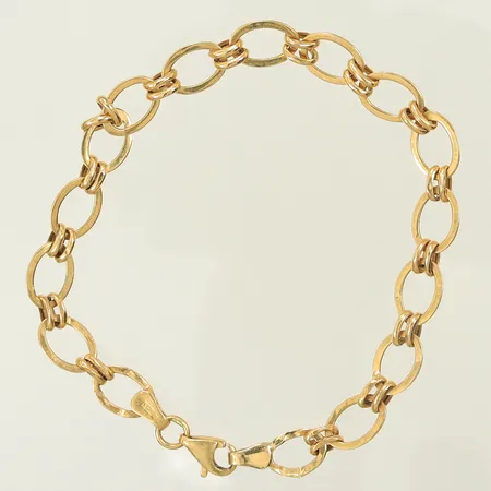 Armband, längd 18cm, bredd 8mm, buckliga länkdelar, 18K, 3,5g Vikt: 3,5 g