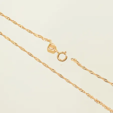 Halskedja singapore, längd 45cm, bredd 2mm, har ingen låsögla, 18K, 1,2g Vikt: 1,2 g