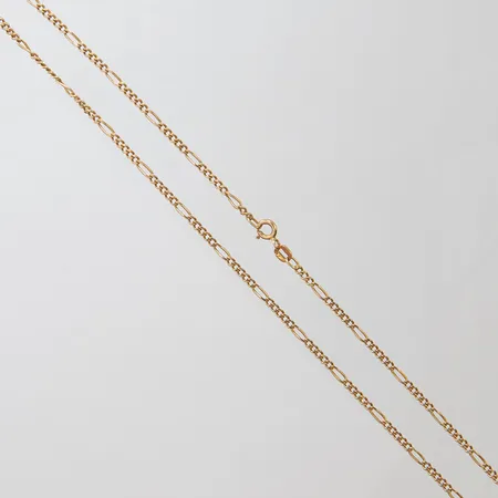 Kedja Figaro, längd ca 47cm, bredd 2mm, skadat lås, 18K Vikt: 6,5 g