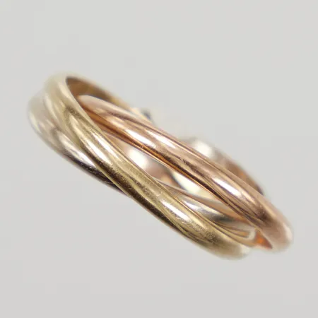 Ring tredelad stl 16¾, bredd 2,2mm, trefärgat, GFAB, 18K,  Vikt: 5,5 g