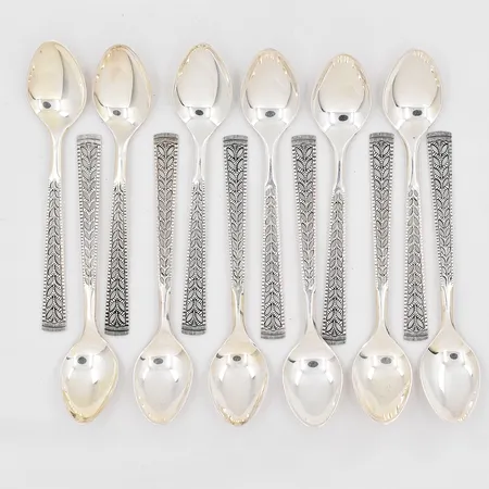 12 Kaffeskedar, modell Juvel, längd: 11cm, silver 830/1000 Vikt: 114 g