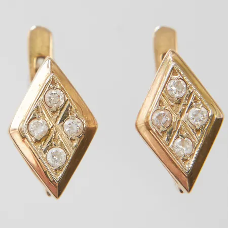 Ett par örhängen med vita stenar, ca 15x9mm, ryska stämplar, 14K Vikt: 3,2 g