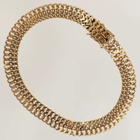 Armband Fisklänk, längd 19cm, bredd 7,2mm, skev länk, 18K  Vikt: 11,8 g