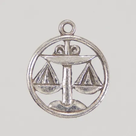 Hänge stjärntecken Våg Ø15,2mm, ögla saknas, slitage, silver, Vikt: 1,5 g