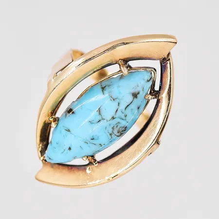 ring med turkos stl 16½, bredd 2,5mm, 14K