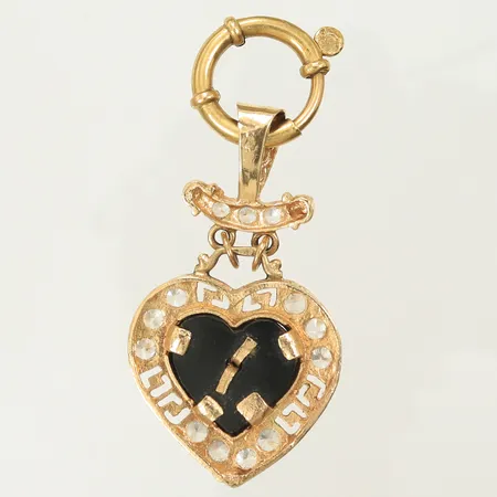 Hänge med svart sten och vita stenar, 14K, 11,4g bruttovikt 