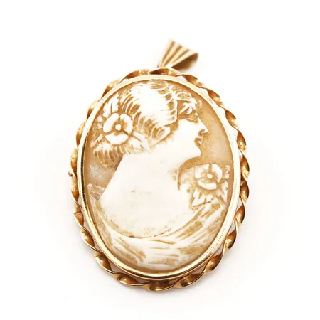 Hänge m camé, 30mm x 28mm, 18k, bruttovikt 6,8gr Vikt: 6,8 g