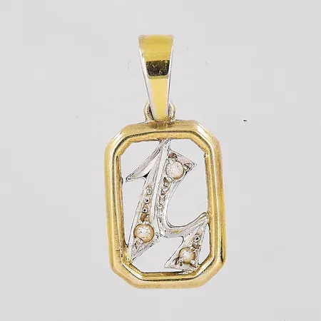 Hänge med vita stenar, förgyllt silver, 830S/1000 Vikt: 1,3 g