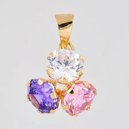 Hänge med färgade stenar, längd 14mm, Ø10,2mm, 18K Vikt: 0,9 g