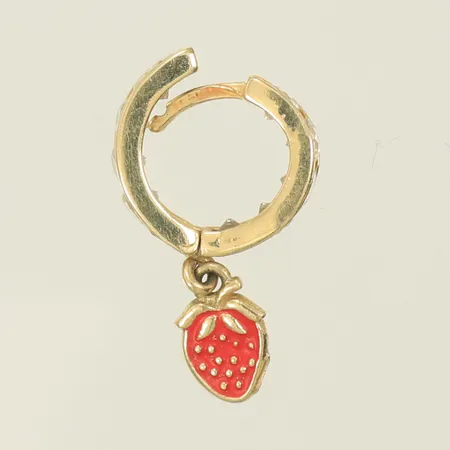 Udda örhänge med jordgubbe och vita stenar, 14K, 0,9g 