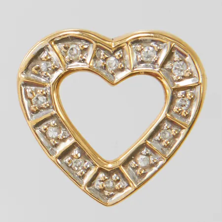 Hänge hjärta med diamanter 12 x ca 0,01ct, länga ca 13mm, bredd 13,5mm, 18K Vikt: 1,2 g