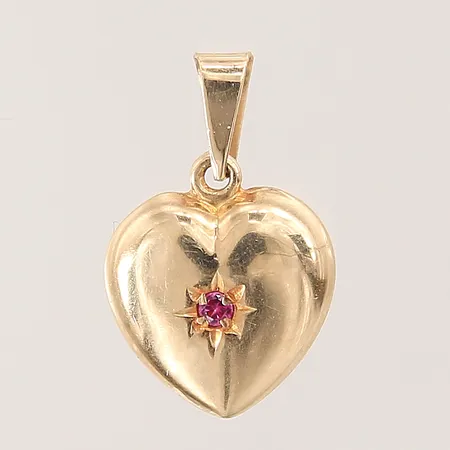 Hänge hjärta med rosa sten, 17X11mm, 18K  Vikt: 1 g