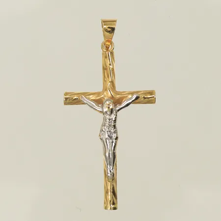 Hänge krucifix, 45x15mm, rödguld/vitguld, 18K  Vikt: 1,1 g