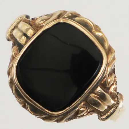 Klackring med hematit, stl 20½, bredd 18mm, förgylld, Alton, skev, silver  Vikt: 5 g