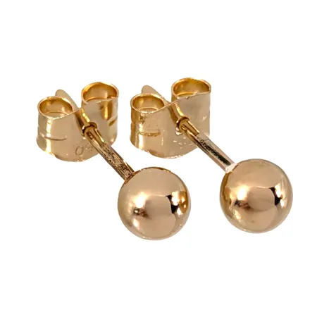 Örhängen Klot, 18K guld, diameter 4 mm, originalploppar, fint skick Vikt: 0,5 g