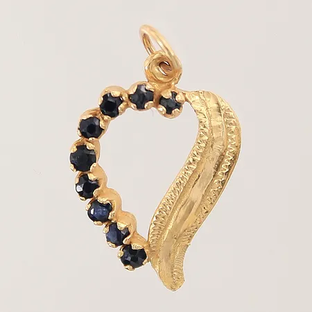 Hänge hjärta med blåa stenar, 27X17mm, 21K  Vikt: 3 g