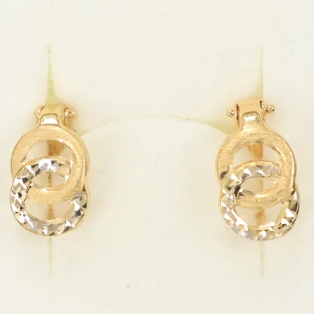 Örhängen tvåfärgade, längd 14mm, bredd 9mm, 14K, 1,4g Vikt: 1,4 g